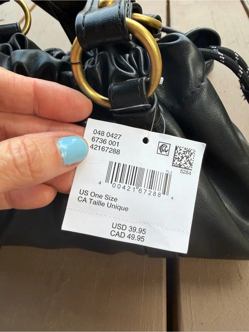 American Eagle Black Drawstring Bucket Bag - New with tag